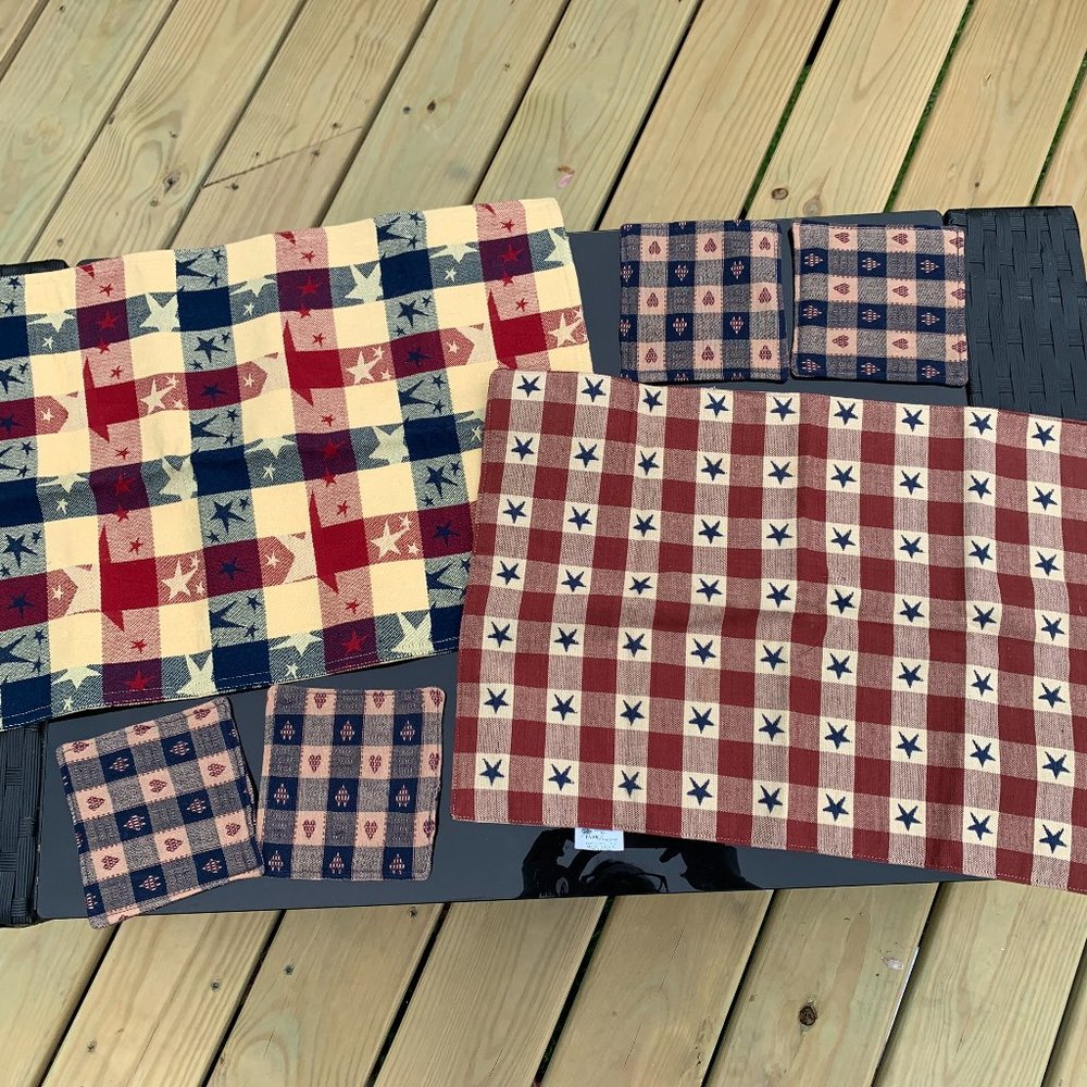 4th of July, 2 Patriotic Vintage Placemats with 4 Coasters